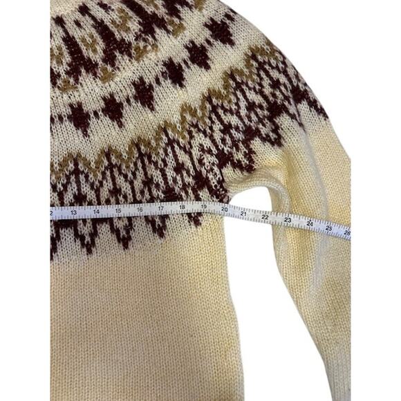 STOIC Cream and Burgandy Fairisle Nordic Oversized Sweater Women's MEDIUM - Picture 5 of 8